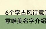 6个字古风诗意唯美名字 6个字古风诗意唯美名字介绍